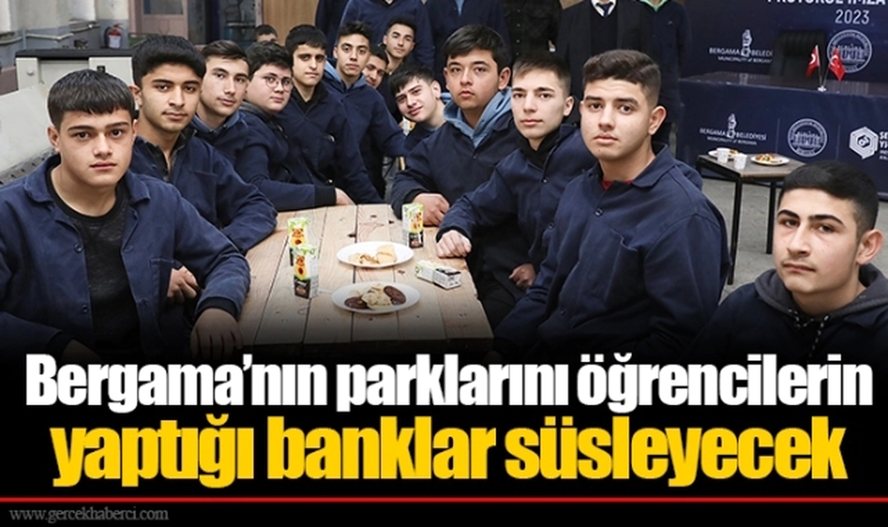 Bergama’nın parklarını öğrencilerin yaptığı banklar süsleyecek