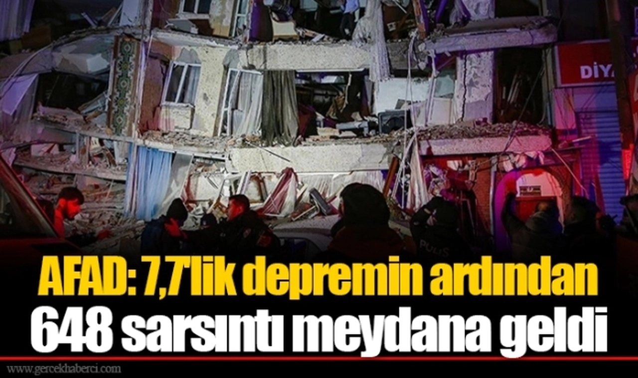 AFAD: 7,7'lik depremin ardından 648 sarsıntı meydana geldi