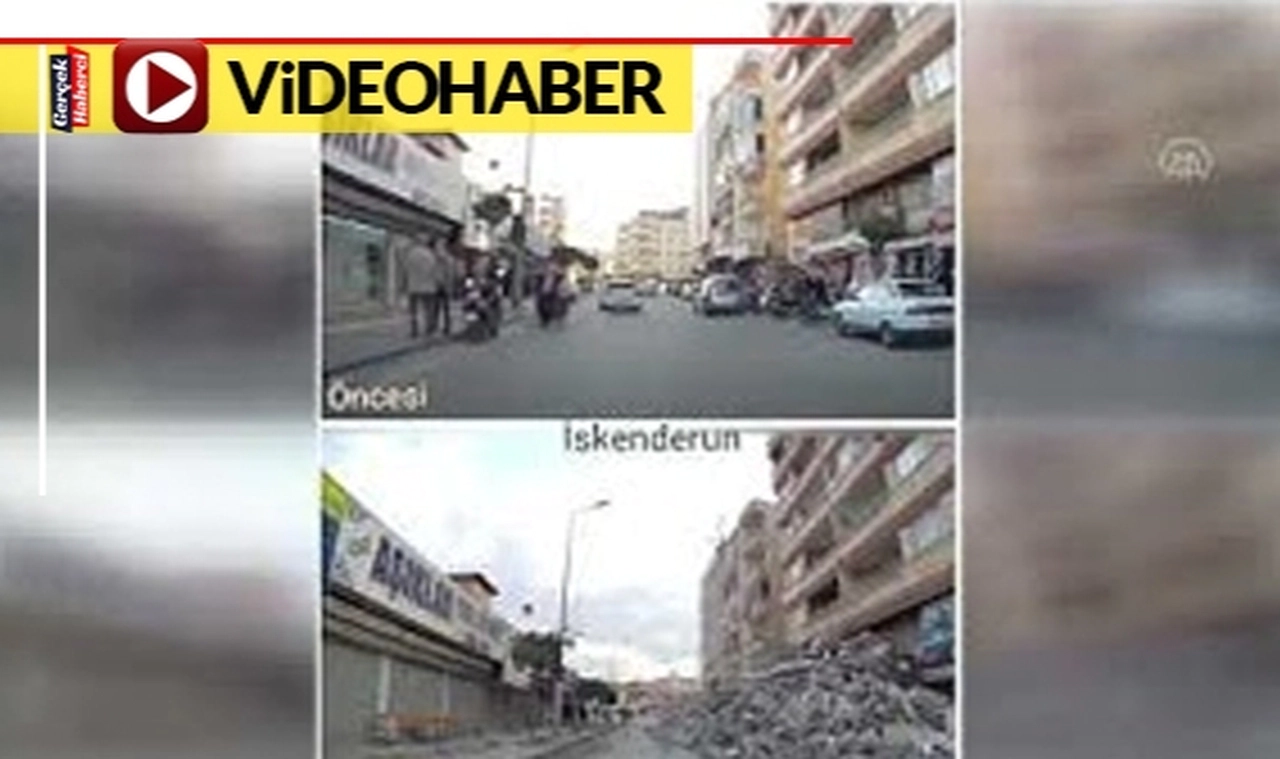 Depremin neden olduğu yıkımı aracının kamerasıyla yeniden görüntüledi