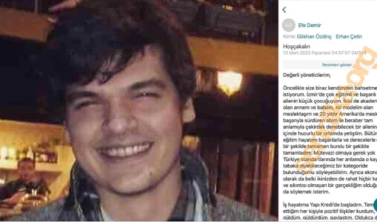 Yapı Kredi çalışanı bilgisayar mühendisi Efe Demir, mobbingi ifşa eden bir mektup bırakarak yaşamına son verdi!