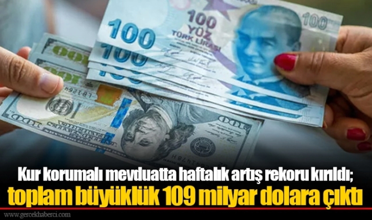 Kur korumalı mevduatta haftalık artış rekoru kırıldı; toplam büyüklük 109 milyar dolara çıktı