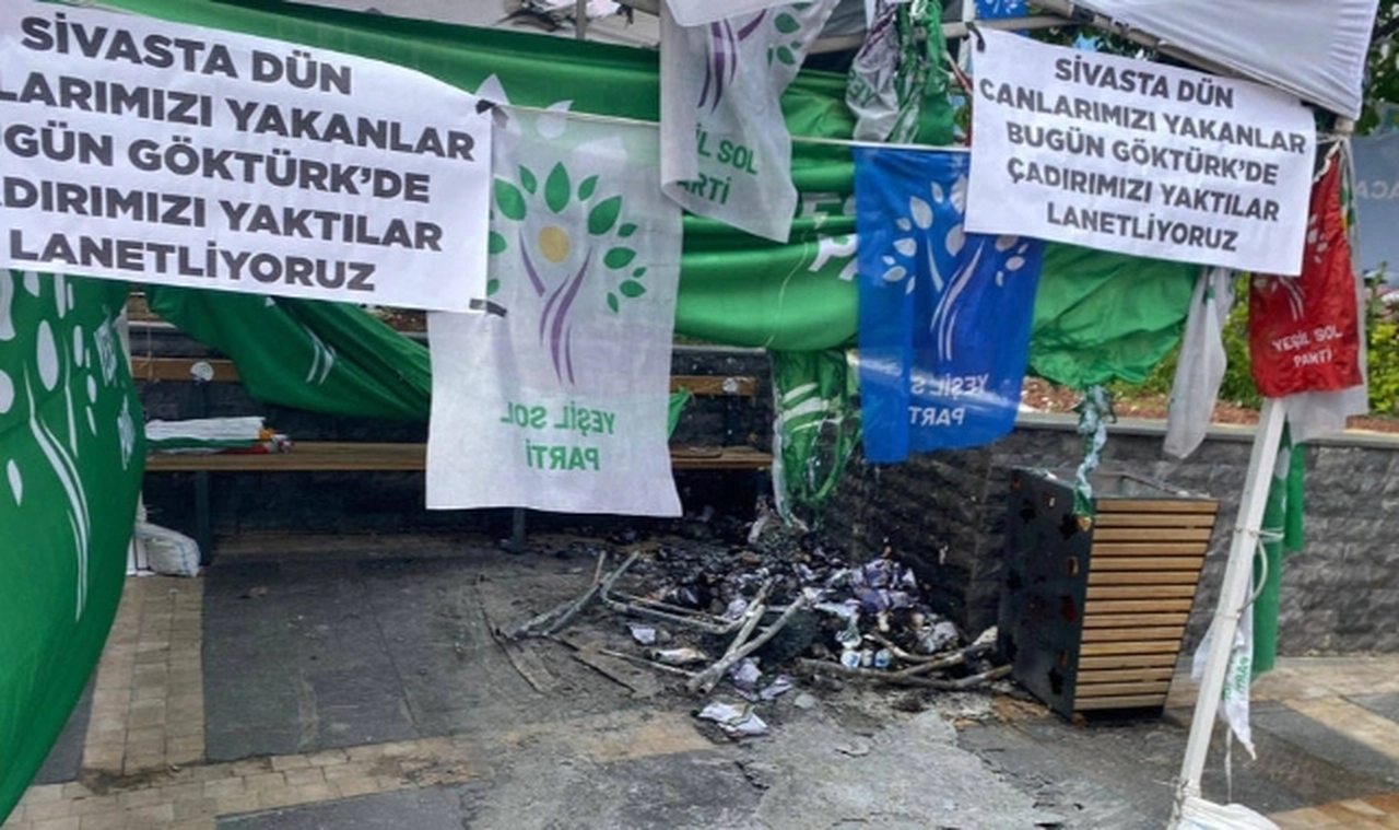 YSP’nin çadırını kundaklayıp, Kılıçdaroğlu’nun pankartlarına zarar verdiler!