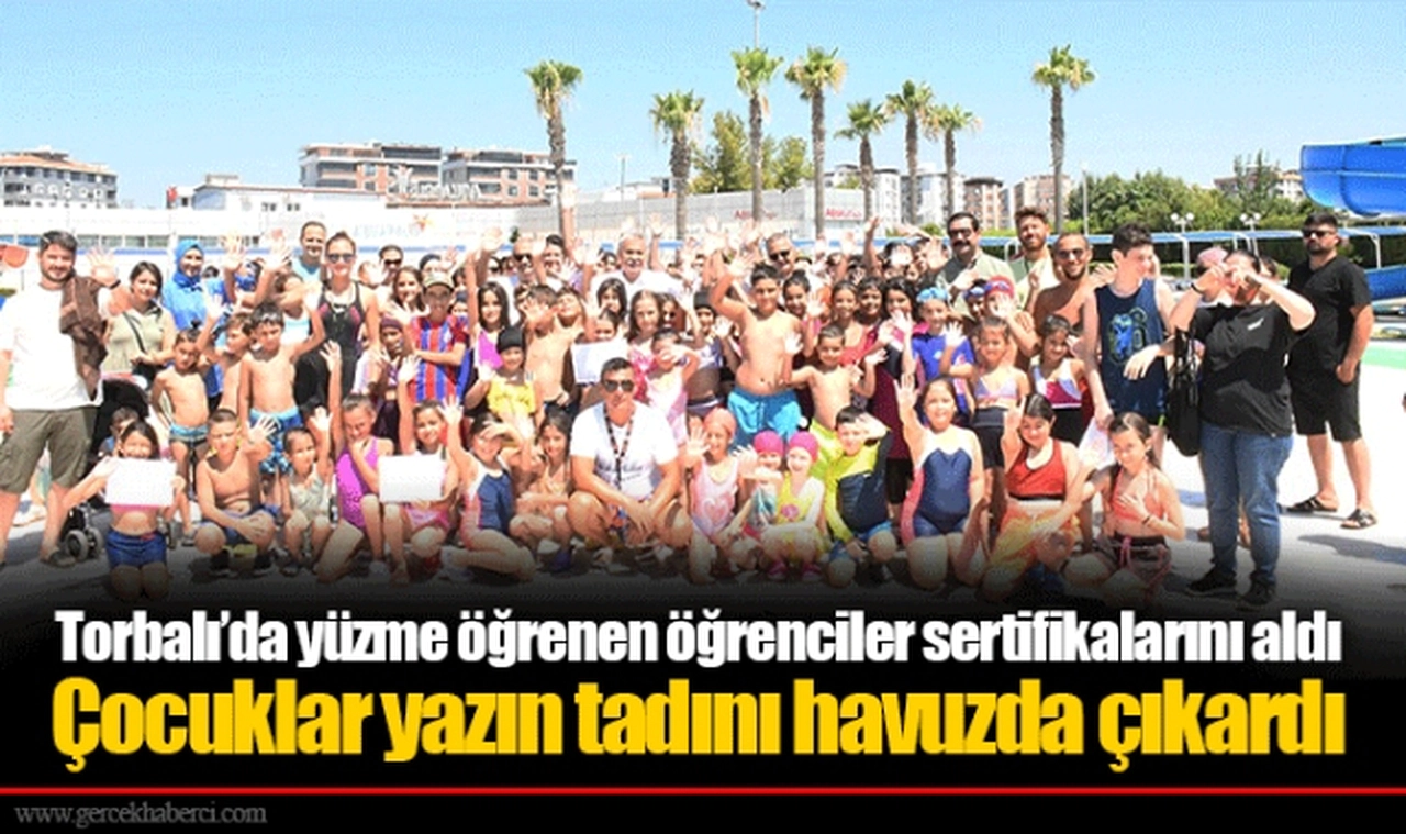Torbalı’da yüzme öğrenen öğrenciler sertifikalarını aldı