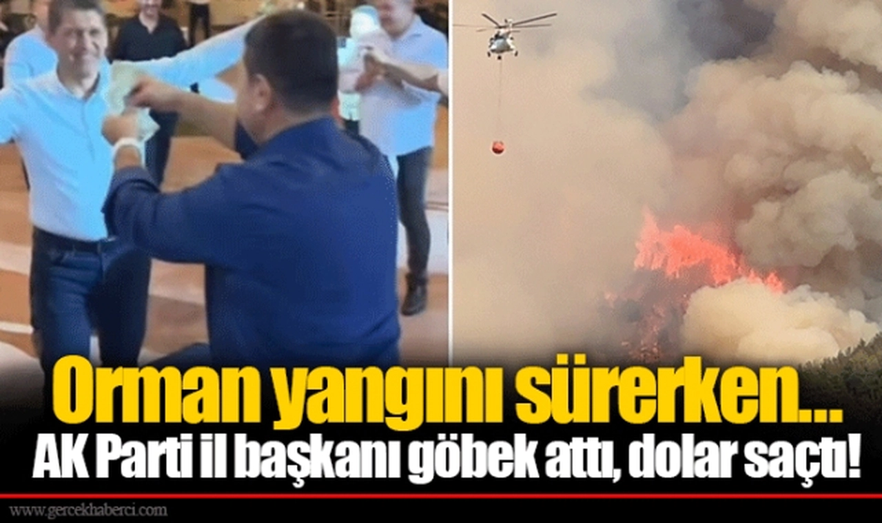 Orman yangını sürerken…  AK Parti il başkanı göbek attı, dolar saçtı!
