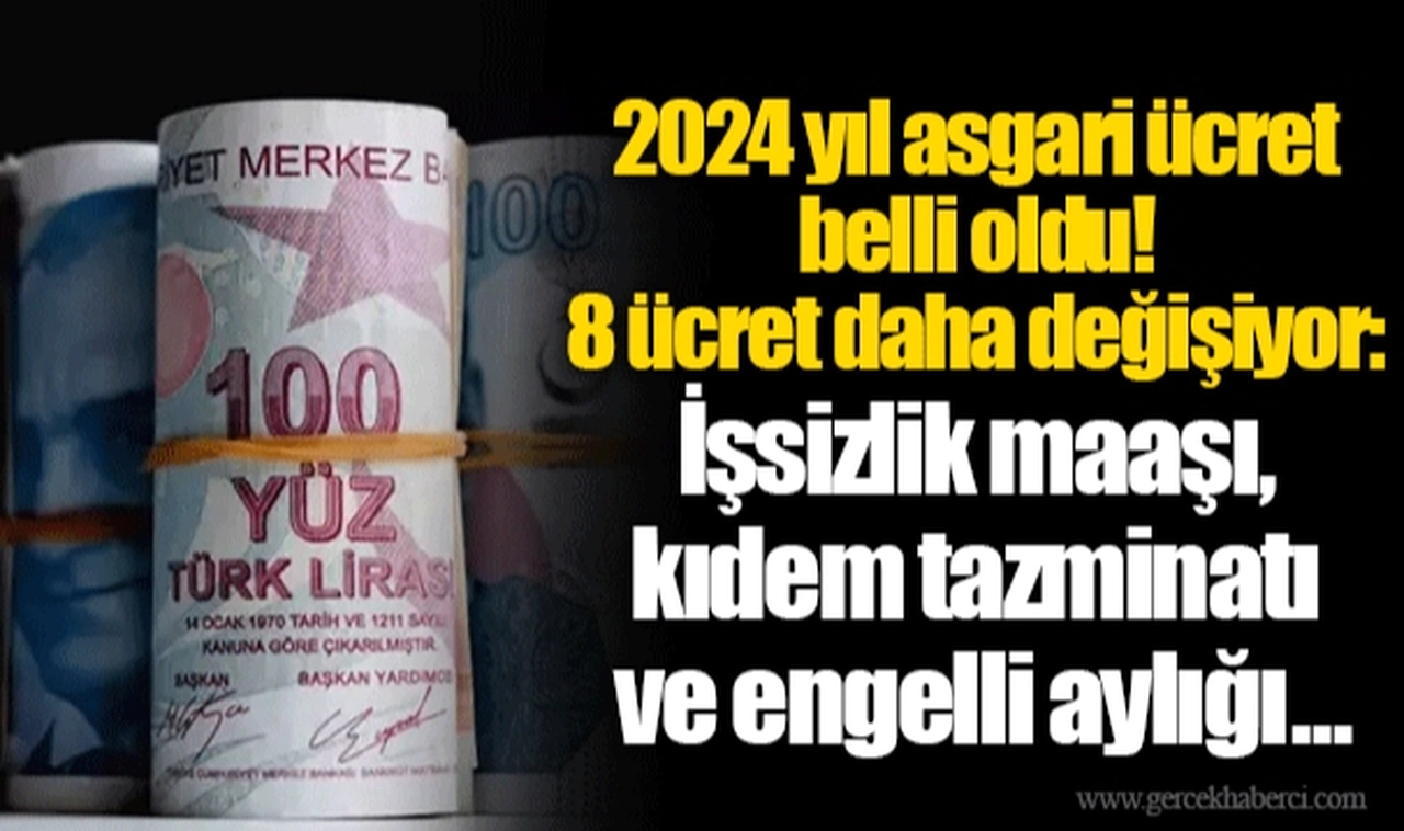 2024 yılı asgari ücret belli oldu! 8 ücret daha değişiyor: İşsizlik maaşı, kıdem tazminatı ve engelli aylığı...