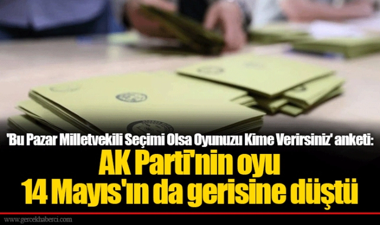 'Bu Pazar Milletvekili Seçimi Olsa Oyunuzu Kime Verirsiniz' anketi: AK Parti'nin oyu 14 Mayıs'ın da gerisine düştü
