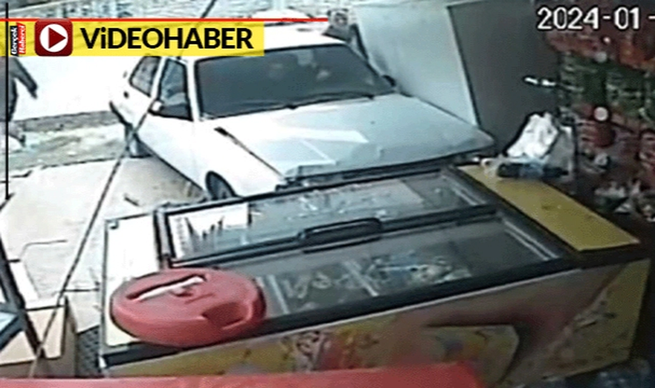 Acemi kadın sürücü bakkala böyle daldı