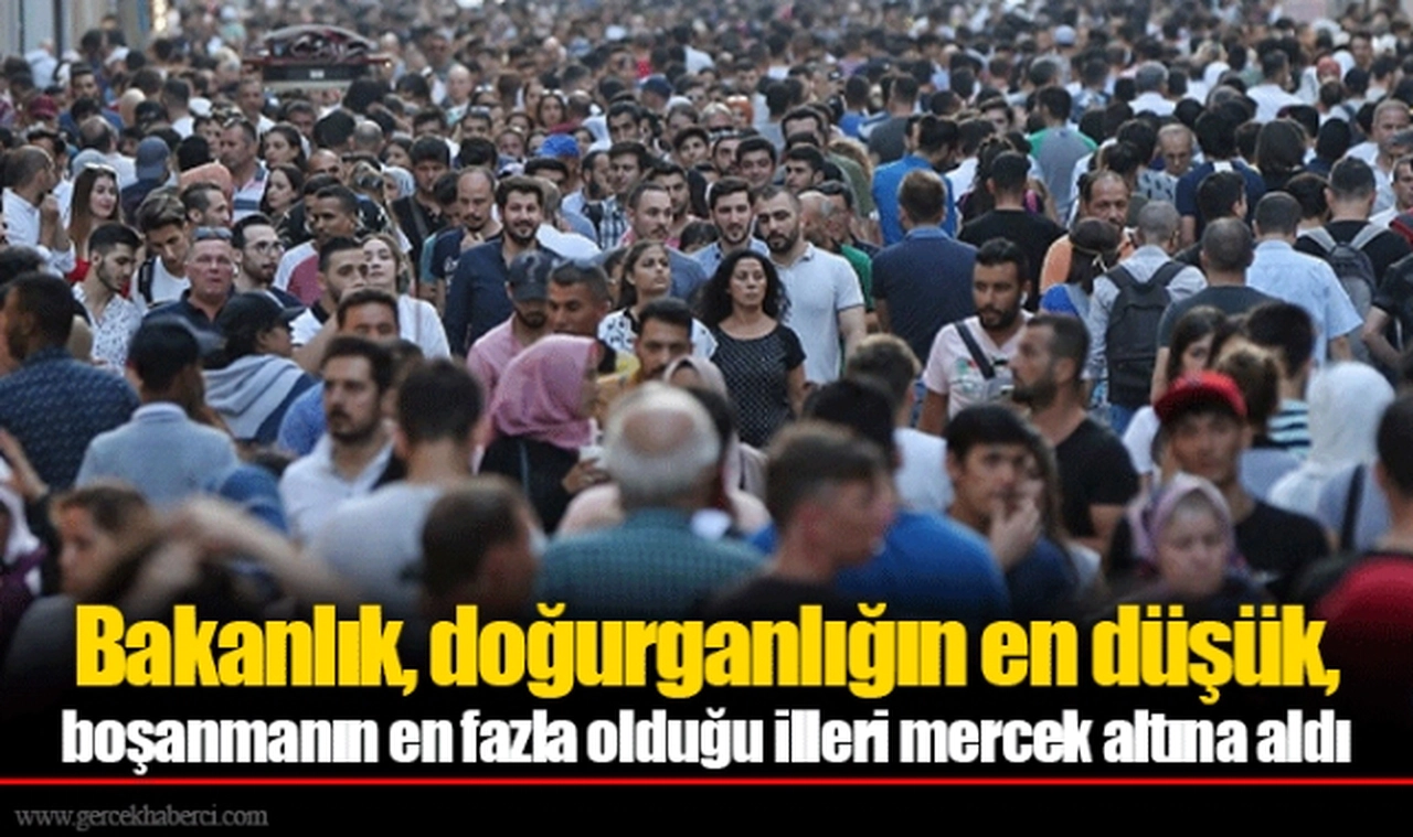 Bakanlık, doğurganlığın en düşük, boşanmanın en fazla olduğu illeri mercek altına aldı