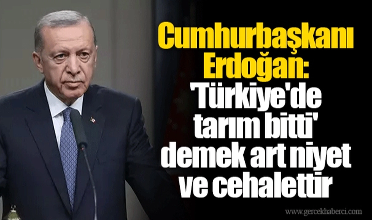 Cumhurbaşkanı Erdoğan: 'Türkiye'de tarım bitti' demek art niyet ve cehalettir