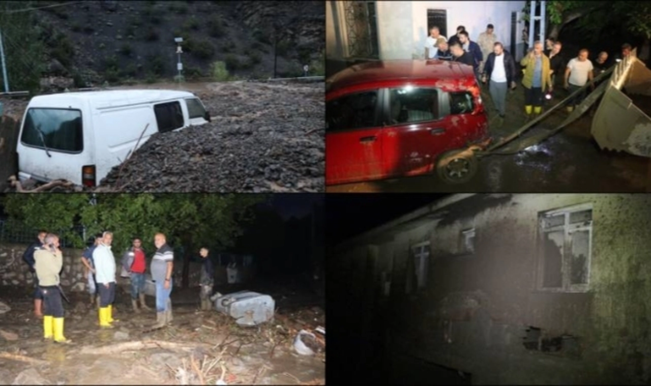 Erzurum'da sel mahalleyi vurdu; okul, sağlık ocağı ve 10 ev hasar gördü