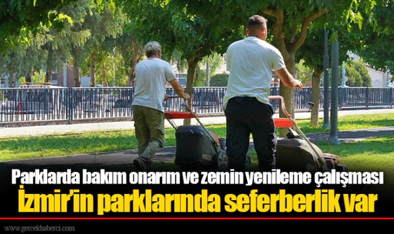 Parklarda bakım onarım ve zemin yenileme çalışması