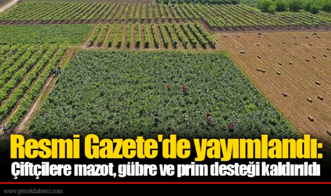 Resmi Gazete'de yayımlandı: Çiftçilere mazot, gübre ve prim desteği kaldırıldı