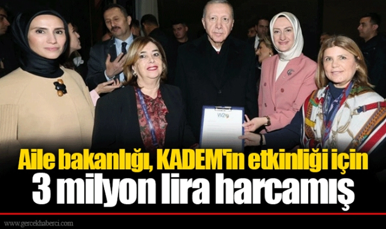 Aile bakanlığı, KADEM'in etkinliği için 3 milyon lira harcamış