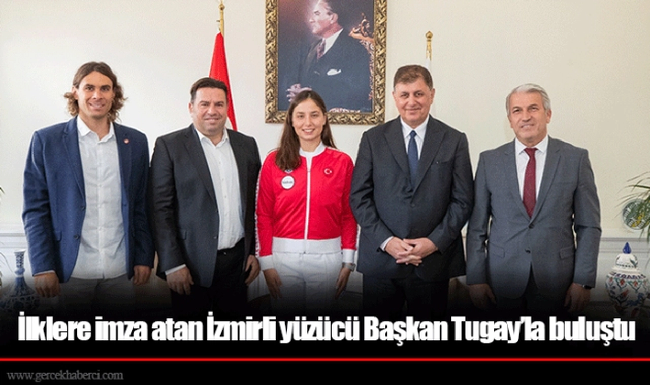 İlklere imza atan İzmirli yüzücü Başkan Tugay’la buluştu