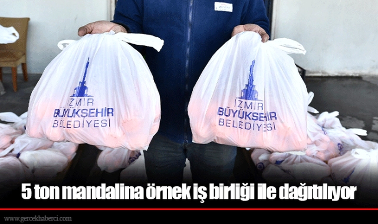 5 ton mandalina örnek iş birliği ile dağıtılıyor 
