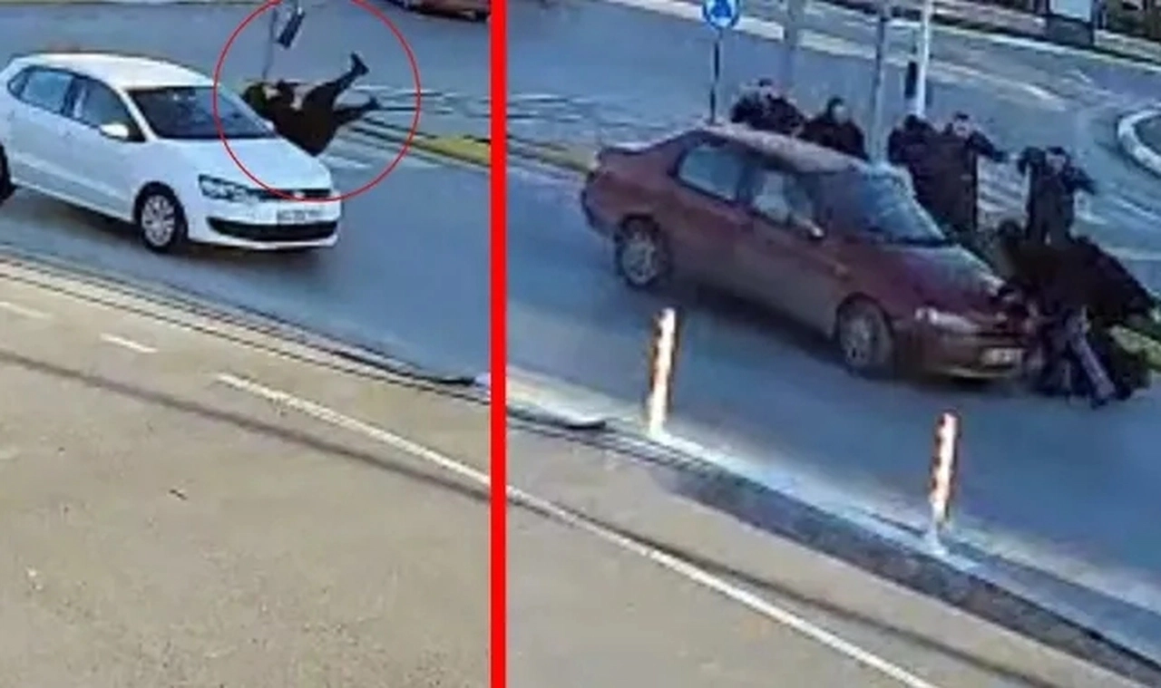Sakarya'da bir kadına 5 dakika arayla iki otomobilin çarpması güvenlik kamerasında