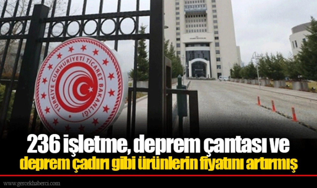 236 işletme, deprem çantası ve deprem çadırı gibi ürünlerin fiyatını artırmış
