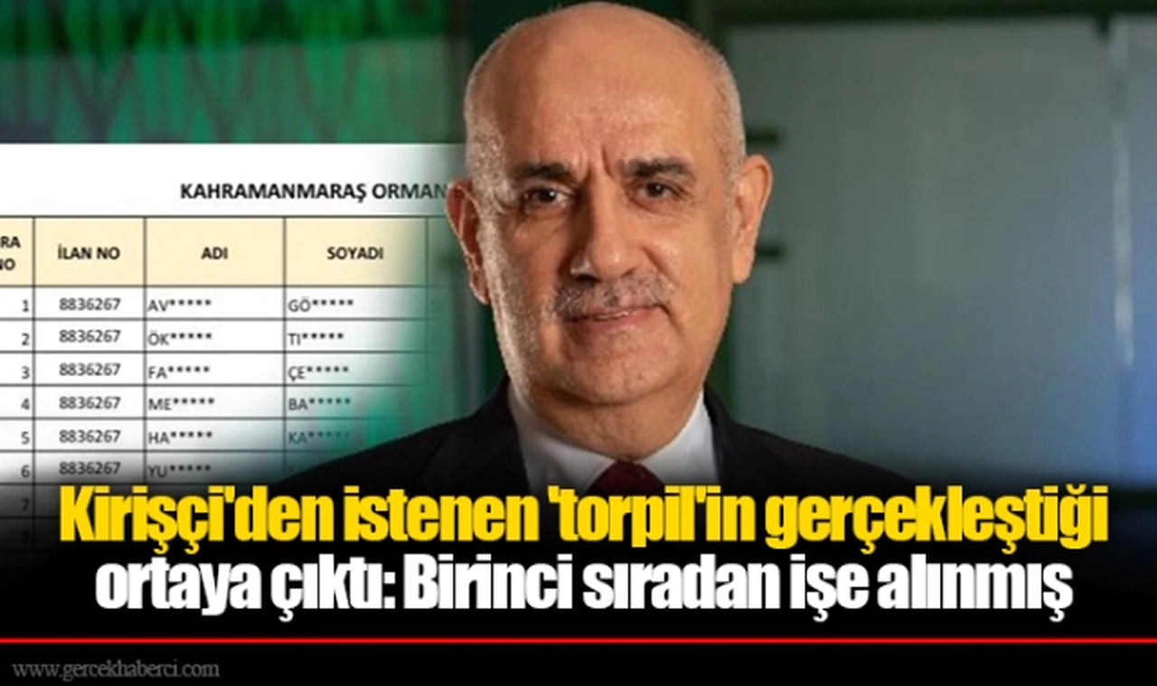 AK Parti'li Kirişçi'den istenen 'torpil'in gerçekleştiği ortaya çıktı: Birinci sıradan işe alınmış