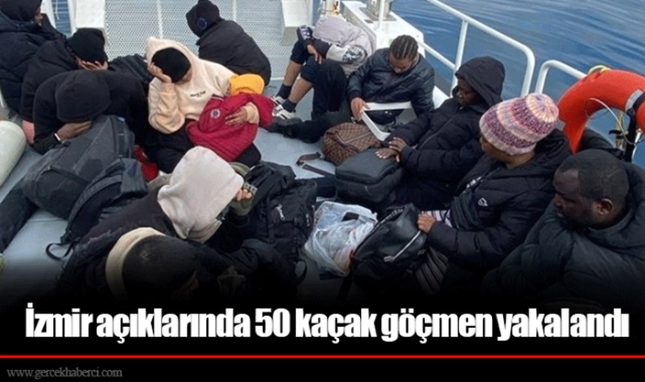 İzmir açıklarında 50 kaçak göçmen yakalandı