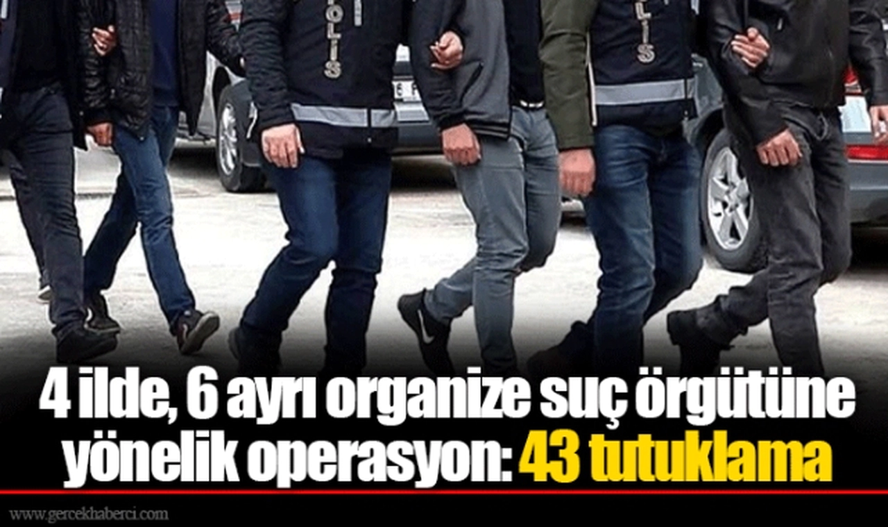 4 ilde, 6 ayrı organize suç örgütüne yönelik operasyon: 43 tutuklama