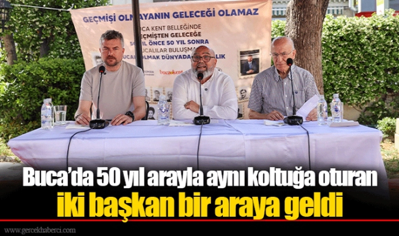 Buca’da 50 yıl arayla aynı koltuğa oturan iki başkan bir araya geldi