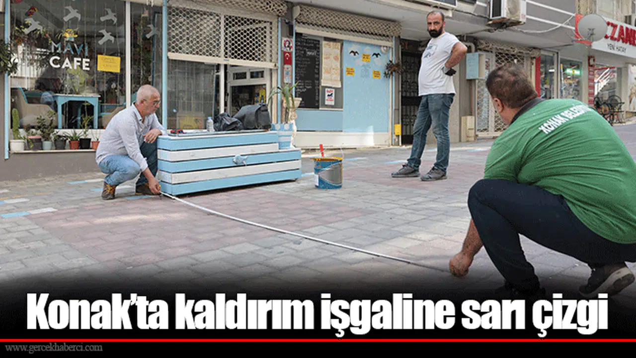 Konak’ta kaldırım işgaline sarı çizgi