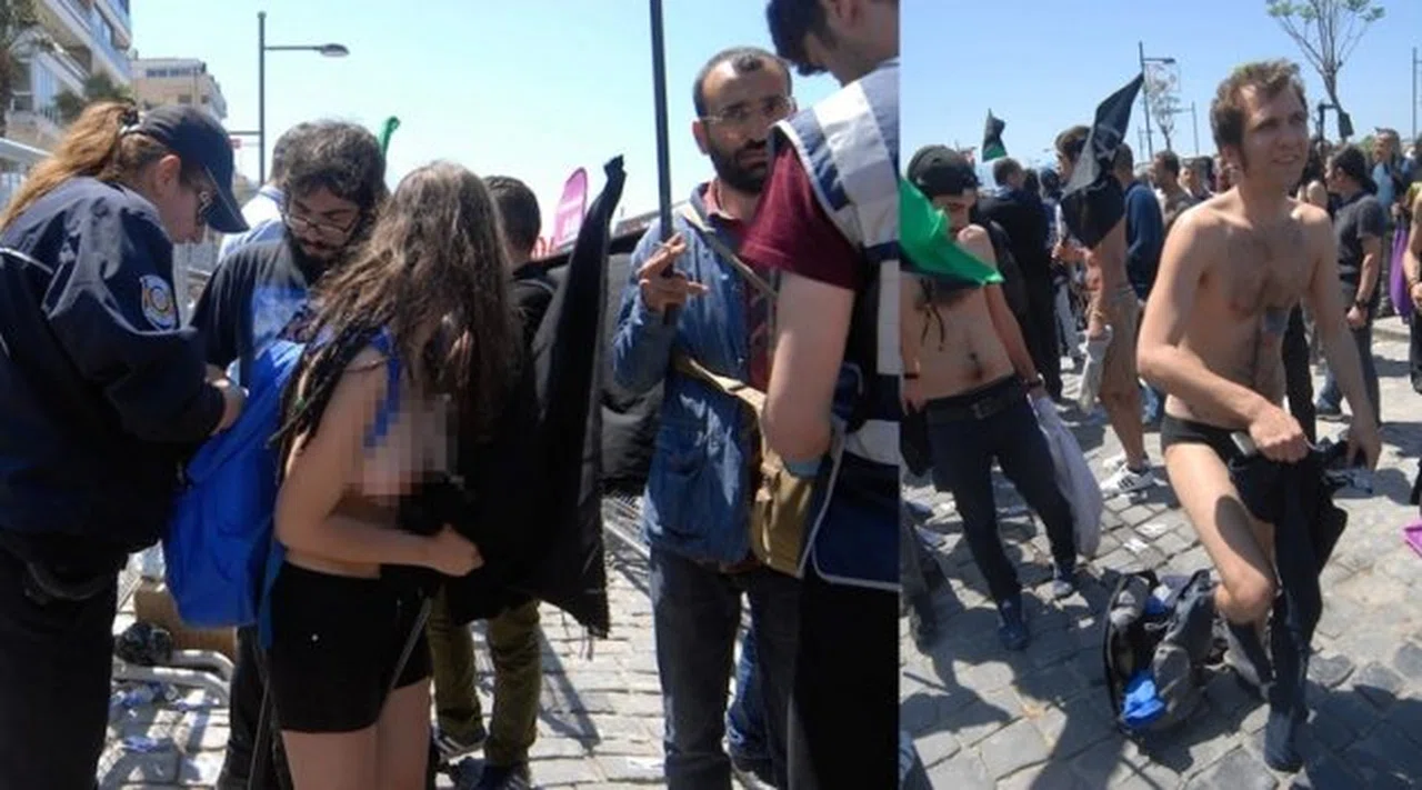 İzmir’deki 1 Mayıs alanına soyunarak giren anarşistlere ‘teşhircilik’ten işlem başlatılacak