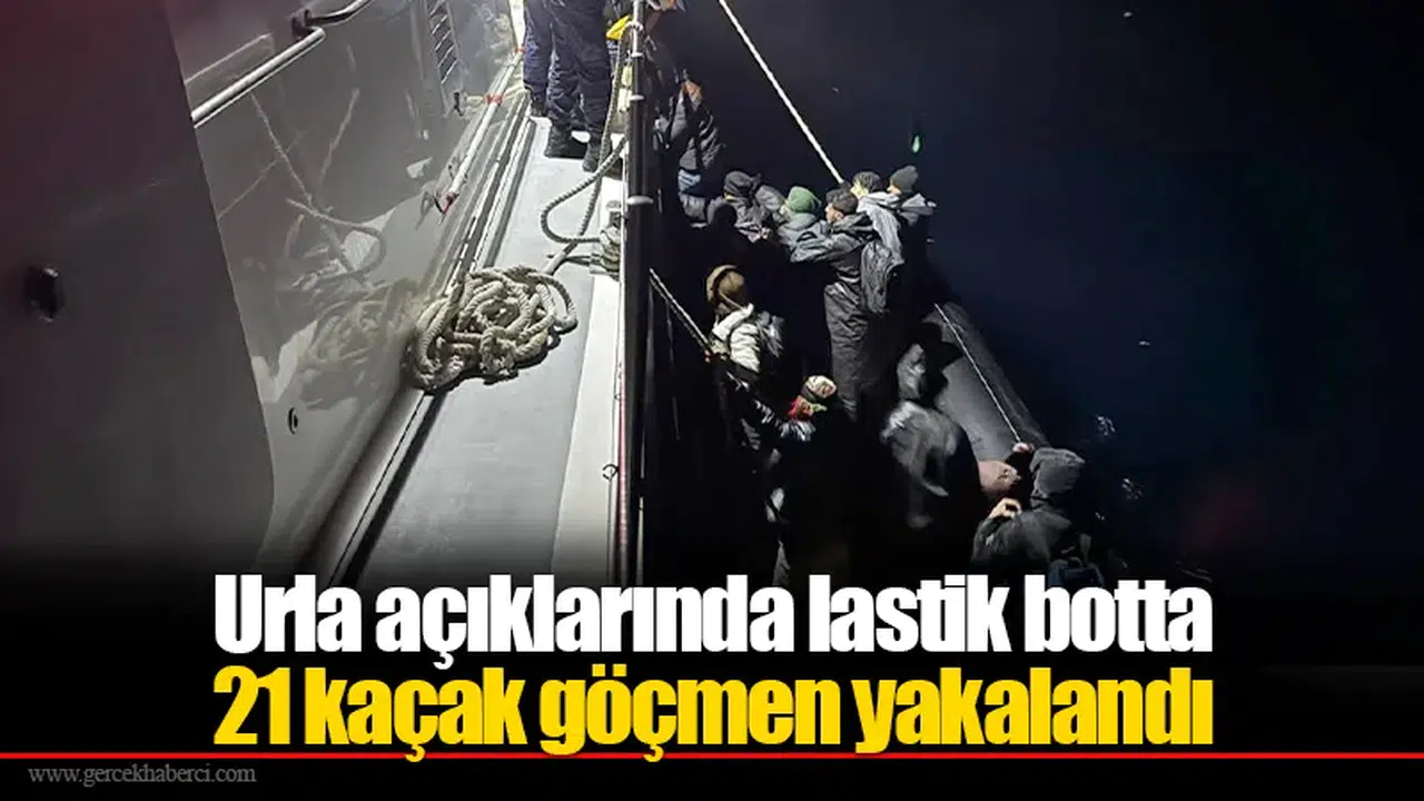 Urla açıklarında lastik botta 21 kaçak göçmen yakalandı