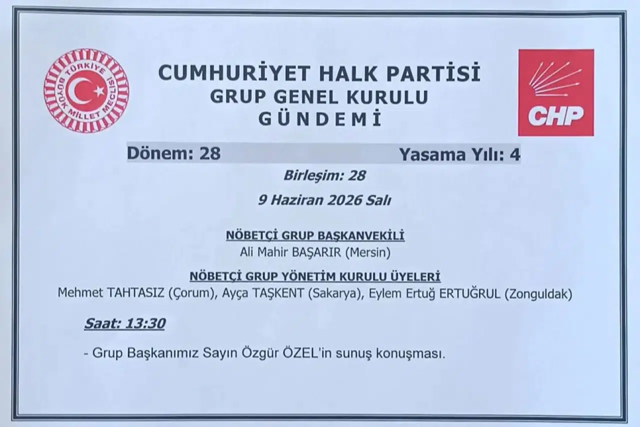 CHP Grup Başkanlığından Özel'in toplantısı için Meclis Başkanlığına bildirim