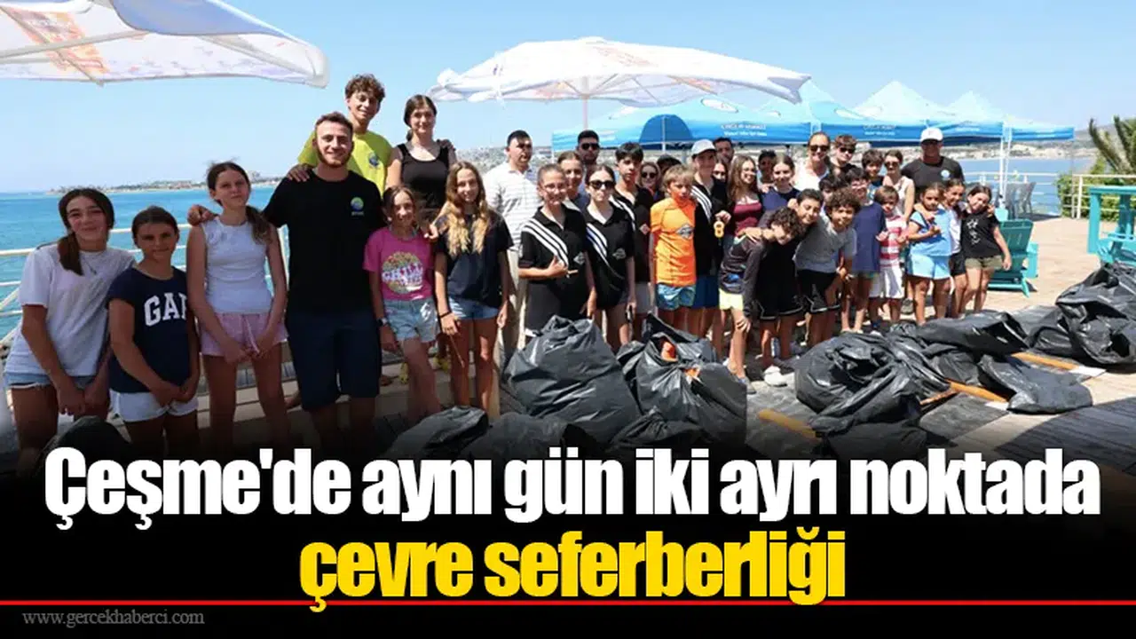 Çeşme'de aynı gün iki ayrı noktada çevre seferberliği