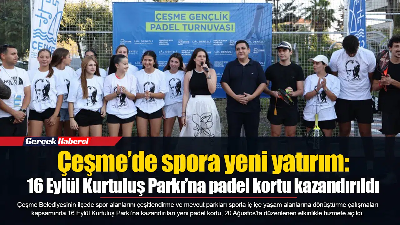 Çeşme’de spora yeni yatırım: 16 Eylül Kurtuluş Parkı’na padel kortu kazandırıldı