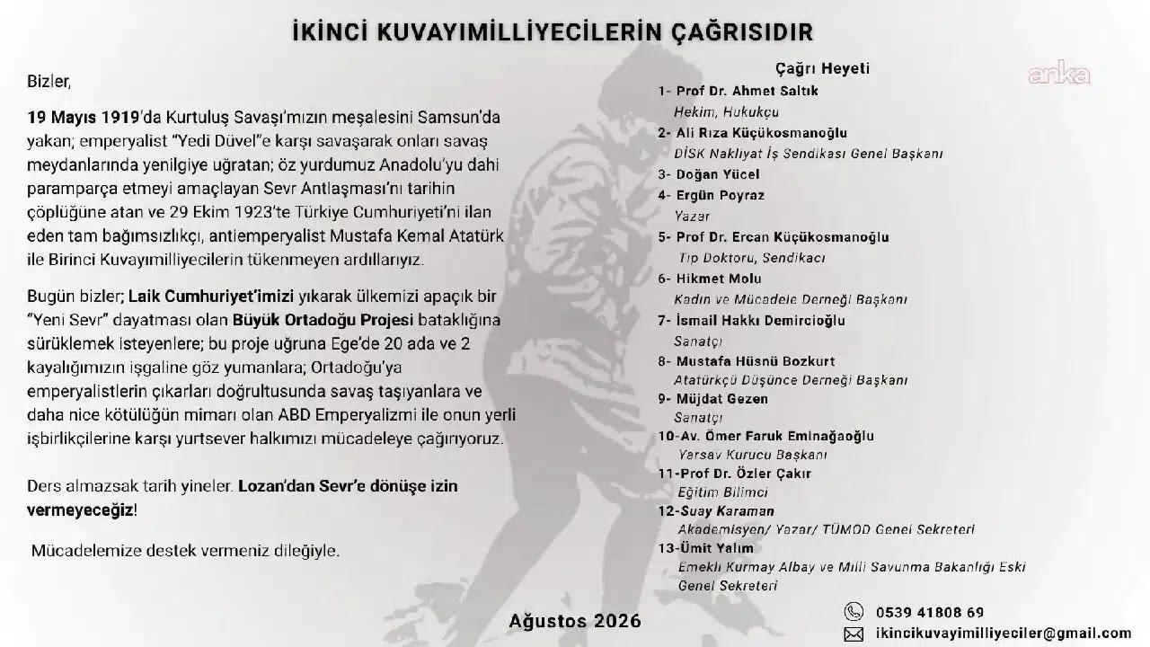 Aydın ve sanatçılardan ‘İkinci Kuvayımilliyeciler’ adıyla antiemperyalist mücadele çağrısı