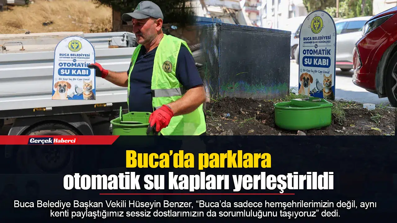 Buca’da parklara otomatik su kapları yerleştirildi