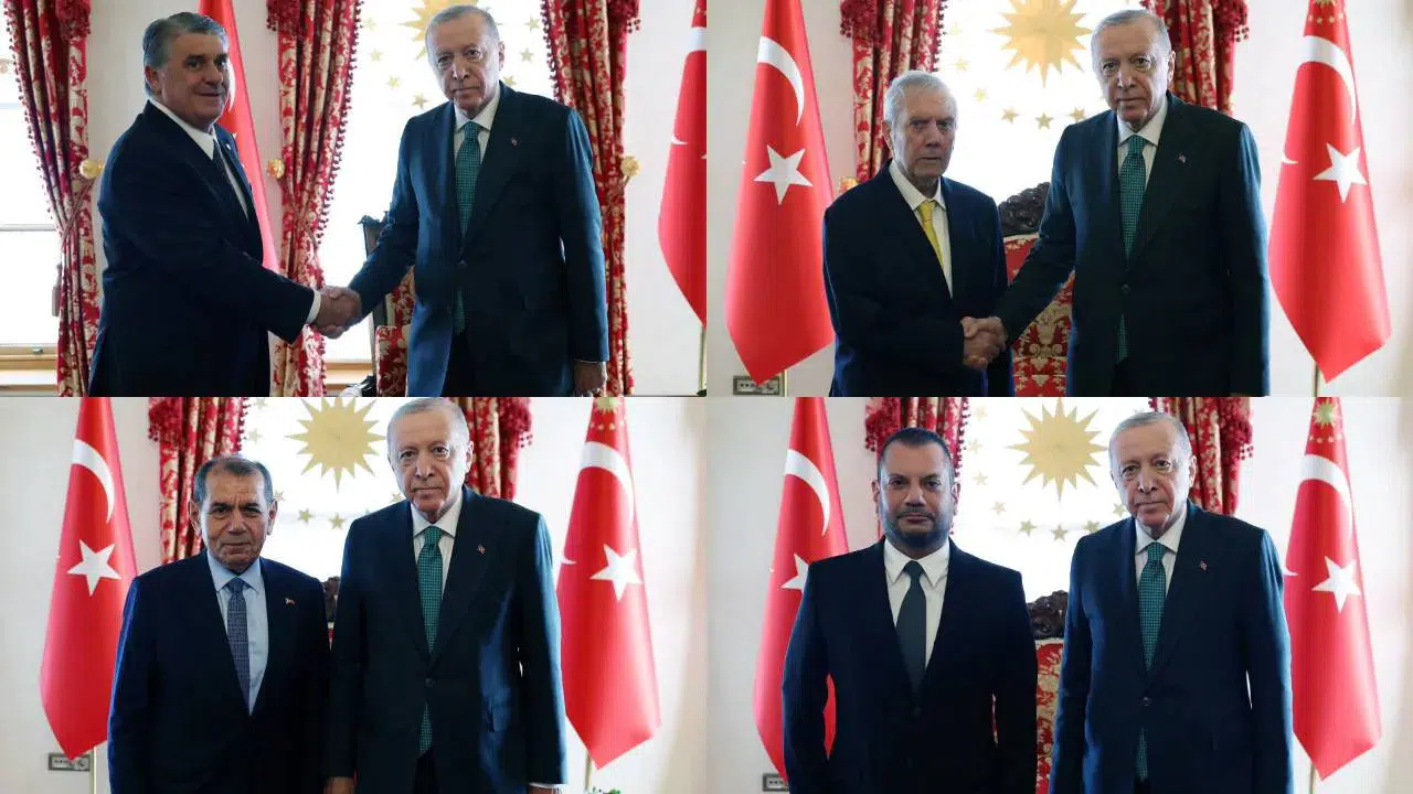 Erdoğan, dört büyük kulüp başkanlarıyla Dolmabahçe'de bir araya geldi