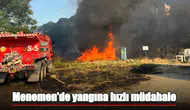 Menemen'deki ot yangını, sanayi tesislerine sıçramadan kontrol altına alındı