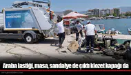 Araba lastiği, masa, sandalye de çıktı klozet kapağı da