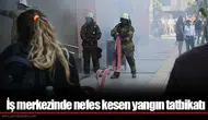 İş merkezinde nefes kesen yangın tatbikatı
