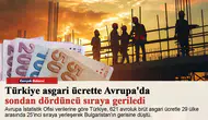 Türkiye asgari ücrette Avrupa'da sondan dördüncü sıraya geriledi