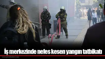 İş merkezinde nefes kesen yangın tatbikatı