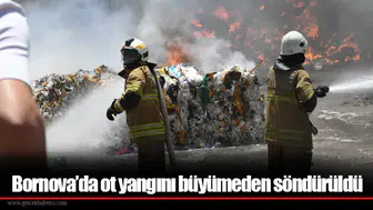 Bornova’da ot yangını büyümeden söndürüldü