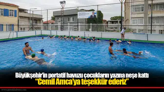 Büyükşehir’in portatif havuzu çocukların yazına neşe kattı.. “Cemil Amca’ya teşekkür ederiz”