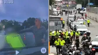 Fatih'te trafik polisine bıçaklı saldırı anı kameraya yansıdı