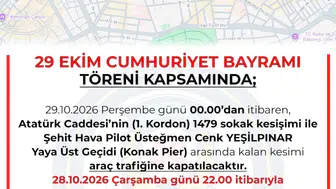 İzmir'de 29 Ekim nedeniyle Atatürk Caddesi trafiğe kapatılacak