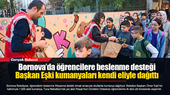 Bornova’da öğrencilere beslenme desteği... Başkan Eşki kumanyaları kendi eliyle dağıttı
