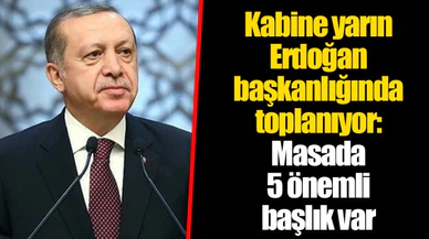 Kabine yarın Erdoğan başkanlığında toplanıyor: Masada 5 önemli başlık var
