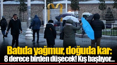 Batıda yağmur, doğuda kar: 8 derece birden düşecek! Kış başlıyor…