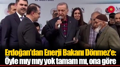 Erdoğan'dan Enerji Bakanı Dönmez'e: Öyle mıy mıy yok tamam mı, ona göre