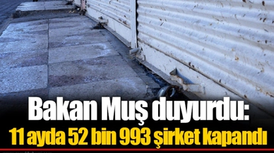 Bakan Muş duyurdu: 11 ayda 52 bin 993 şirket kapandı