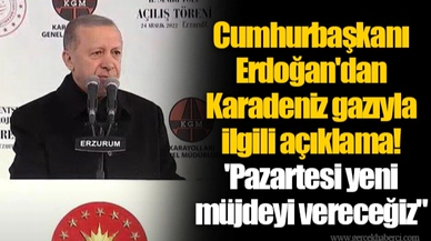 Cumhurbaşkanı Erdoğan'dan Karadeniz gazıyla ilgili açıklama! 'Pazartesi yeni müjdeyi vereceğiz"