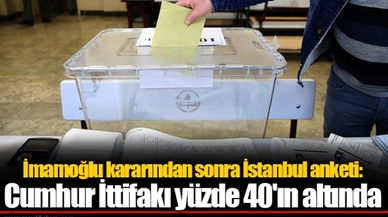İmamoğlu kararından sonra İstanbul anketi: Cumhur İttifakı yüzde 40'ın altında